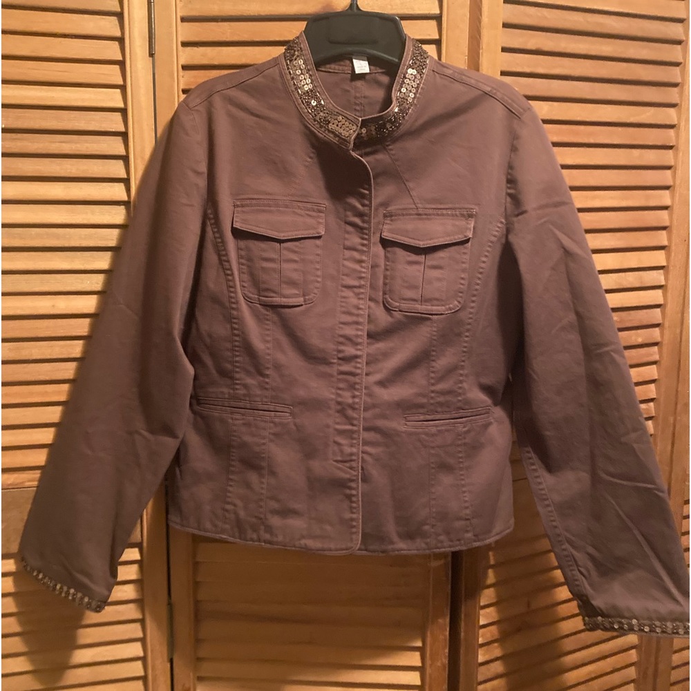 Apt. 9 Brown Jacket With Sequins Embellished Coll… - image 1